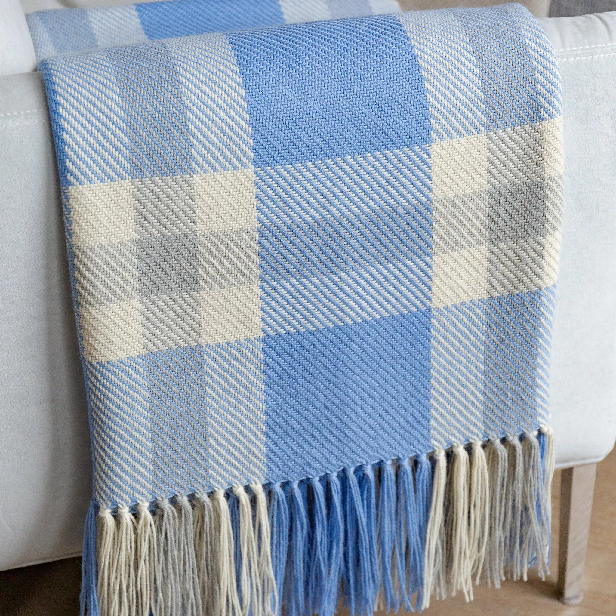 Hydrangea Plaid Handwoven Alpaca Throw