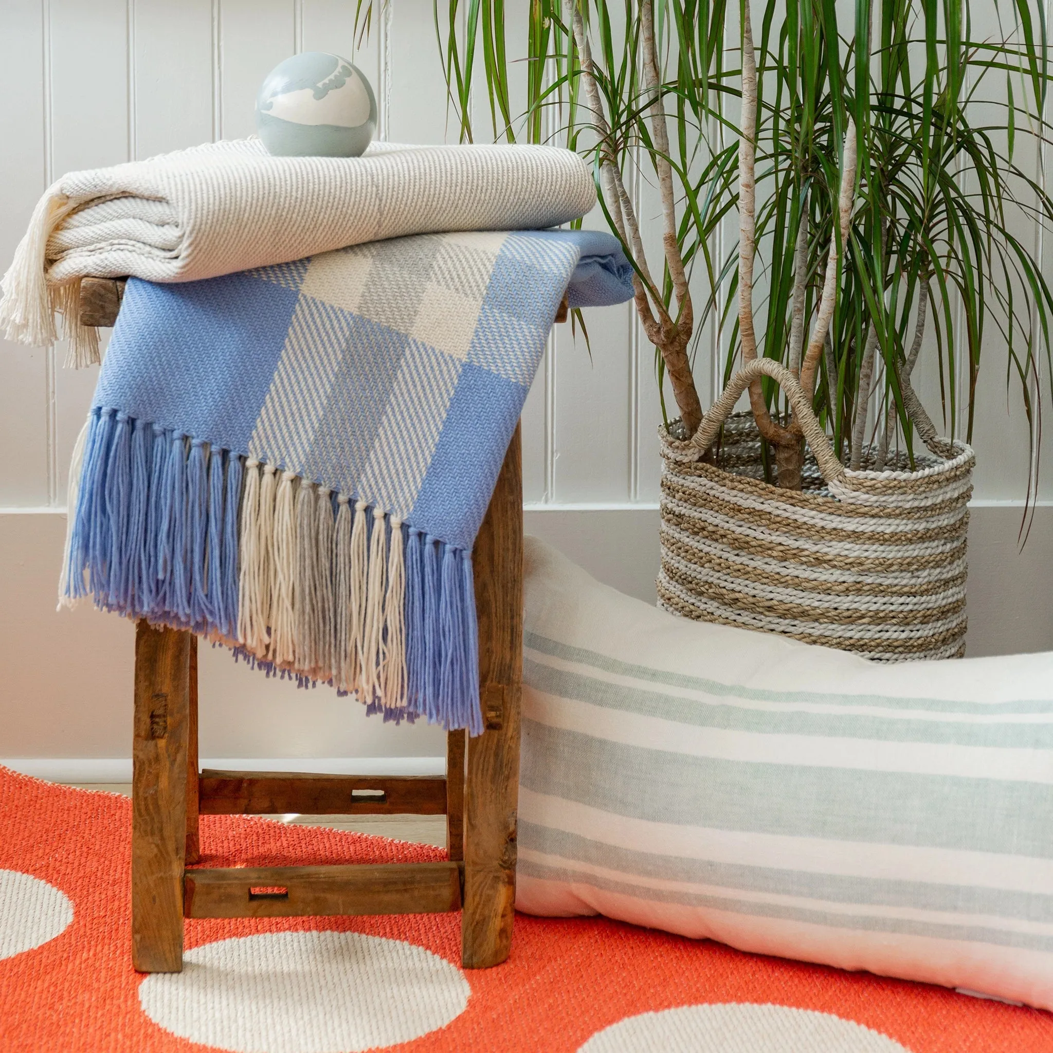 Hydrangea Plaid Handwoven Alpaca Throw