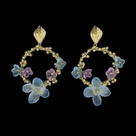 Hydrangea Teller Blue Earrings - Round Post