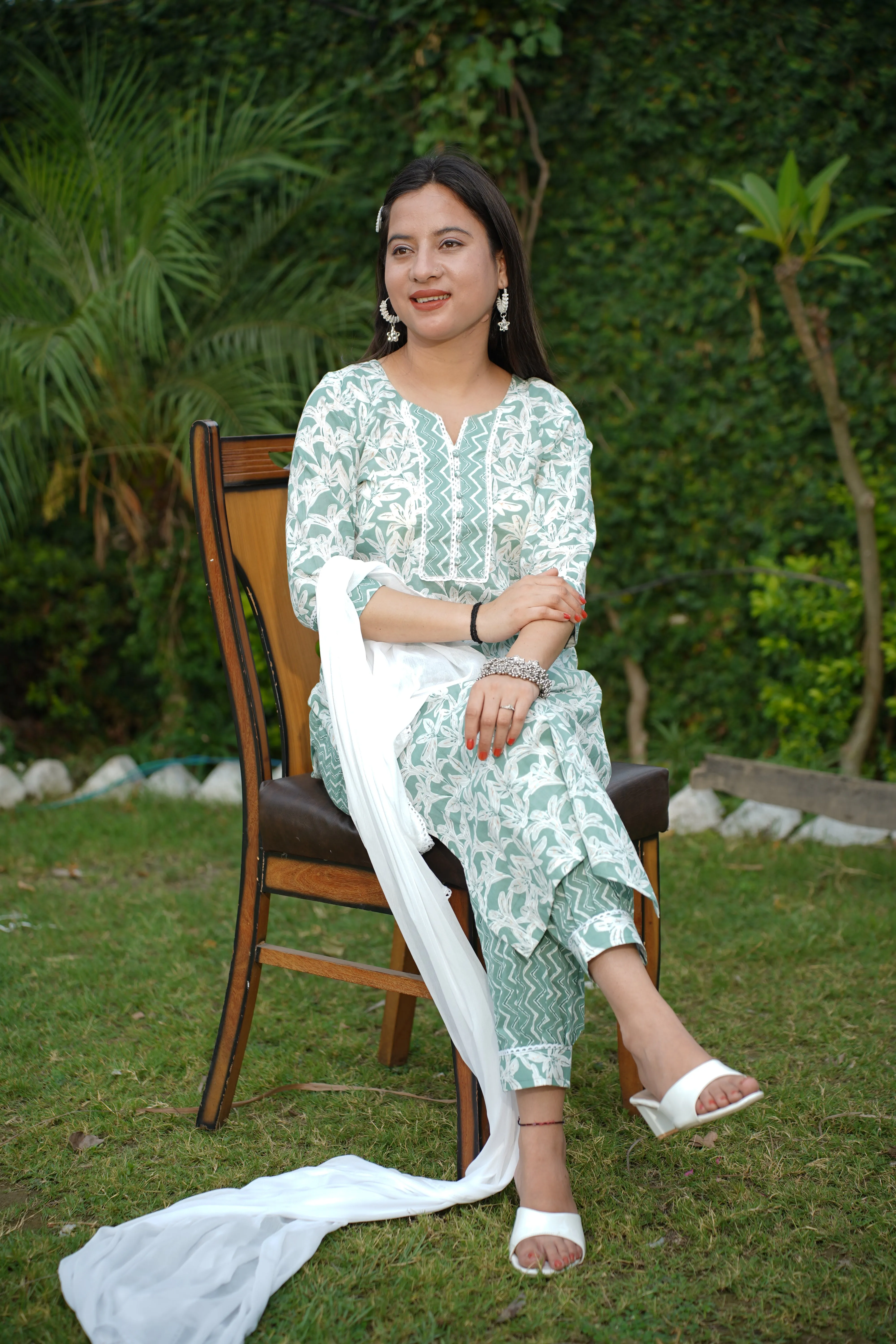 Icy Mint Bagh Print Suit Set