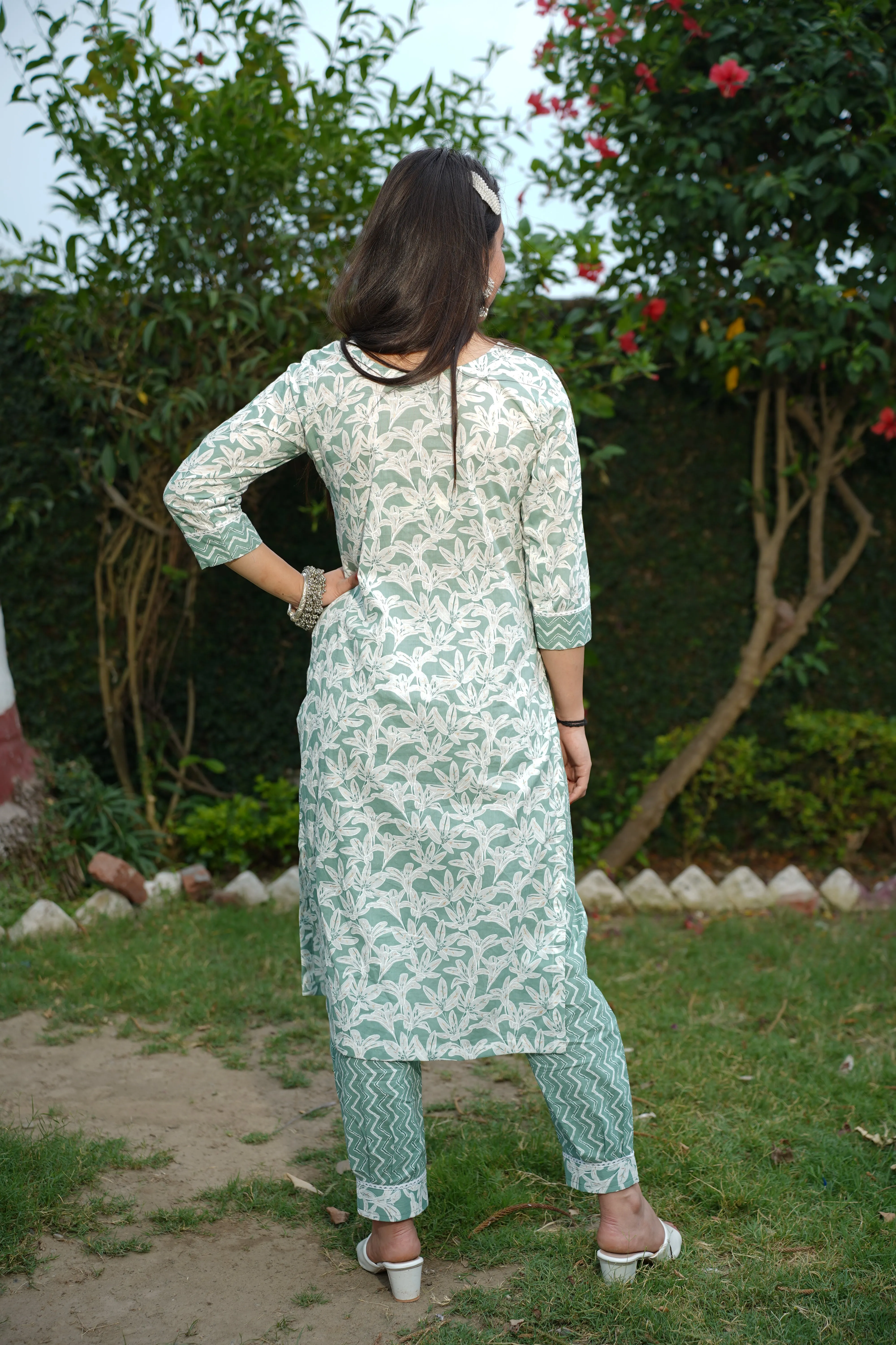 Icy Mint Bagh Print Suit Set