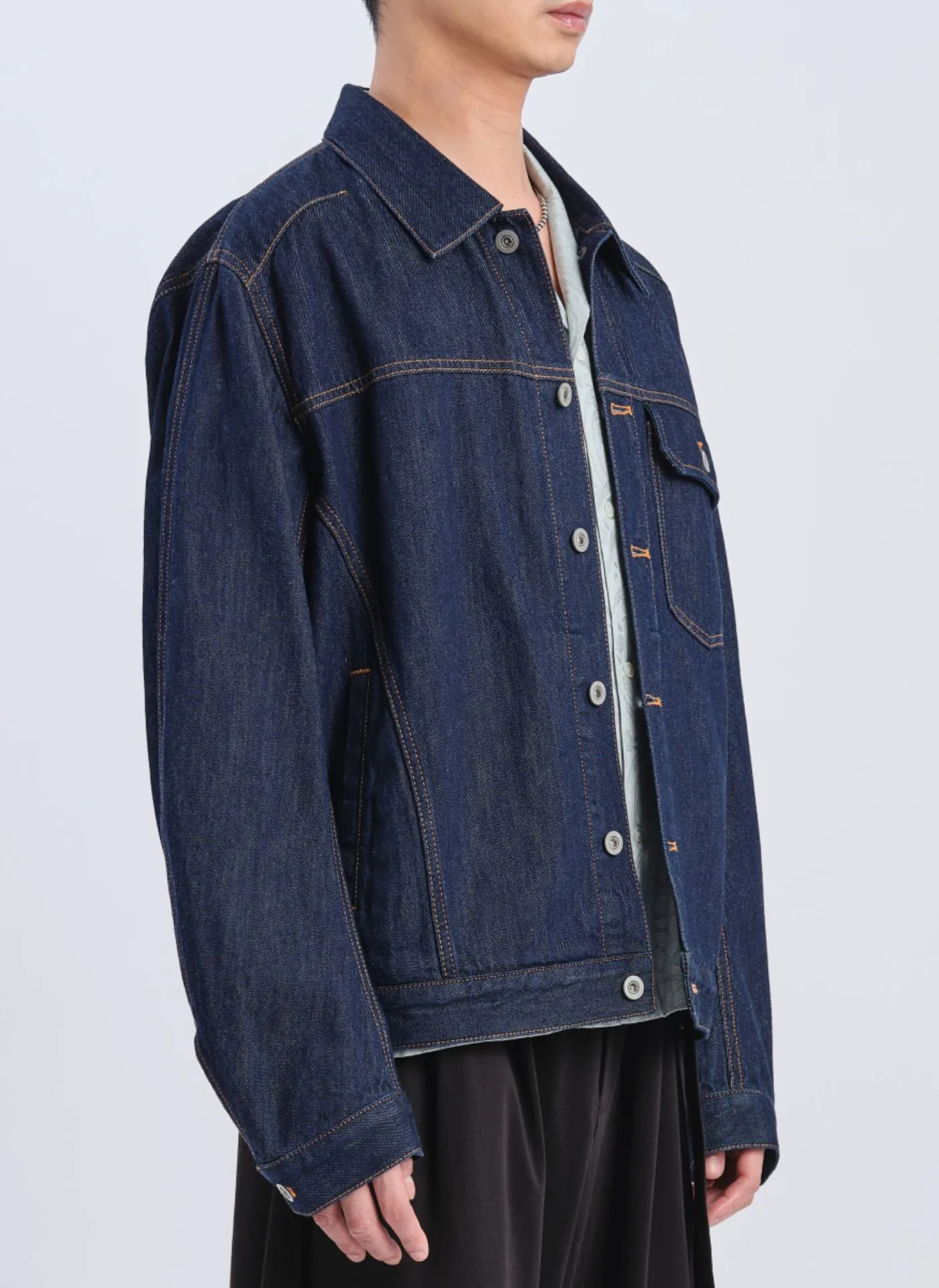 Indigo Cotton Linen Denim Jacket