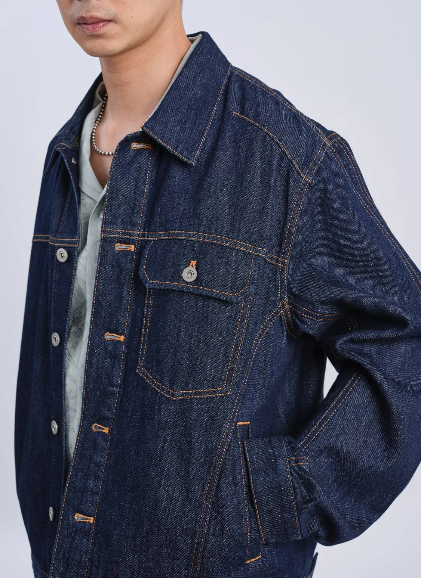 Indigo Cotton Linen Denim Jacket