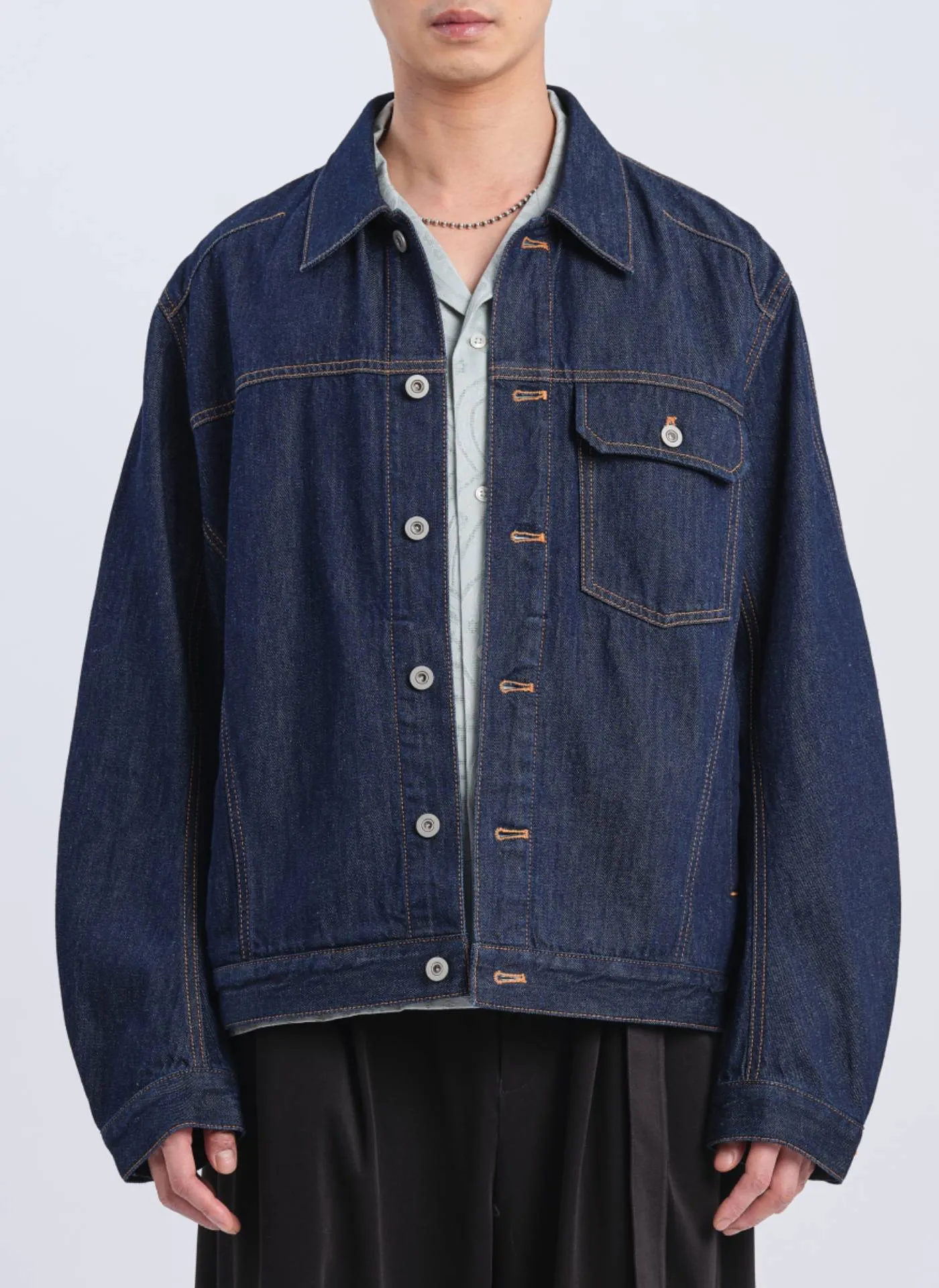 Indigo Cotton Linen Denim Jacket