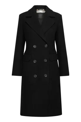 Inwear Thora Black Wool Blend Double Breasted Coat