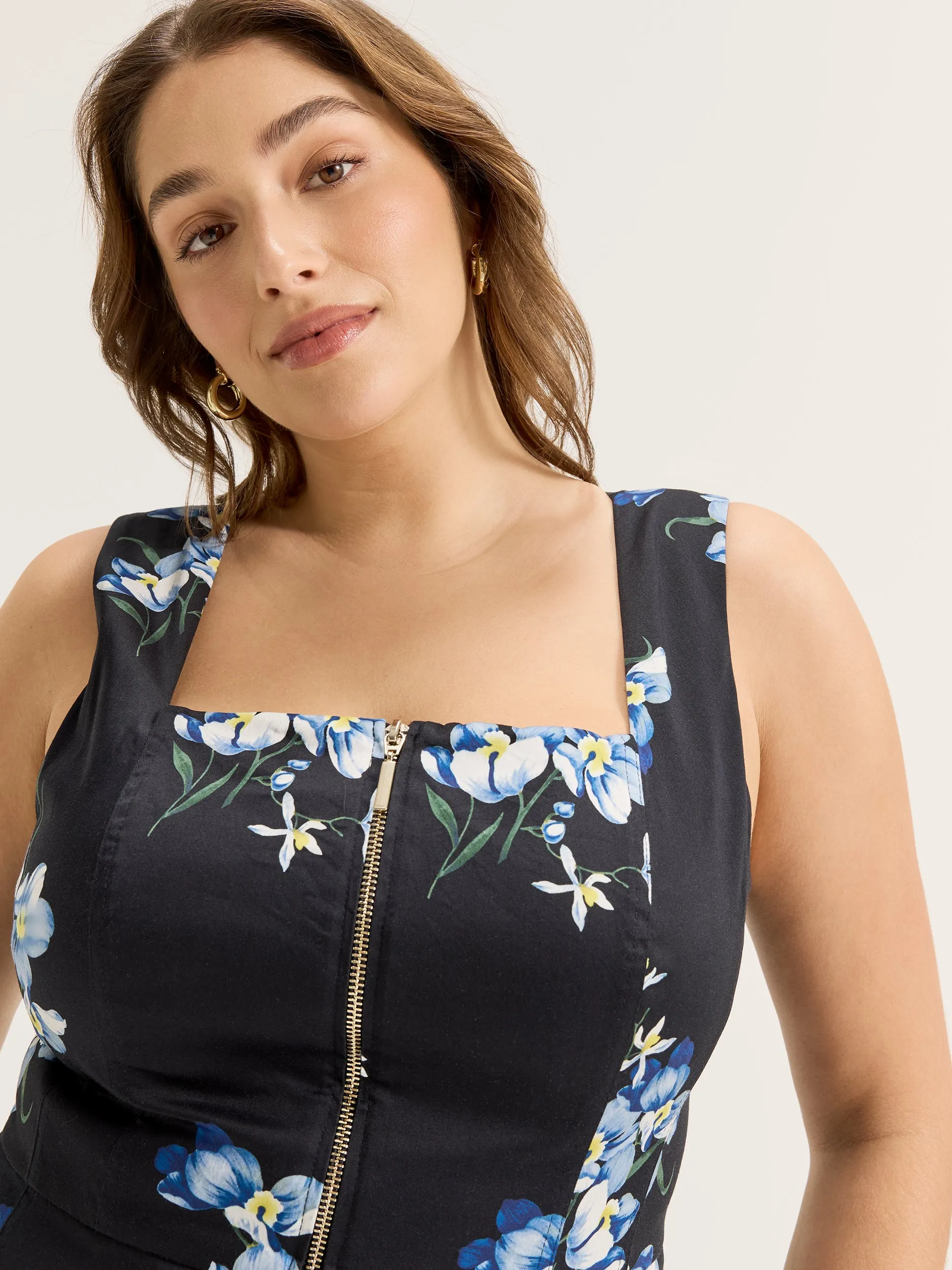 Iris Floral Zip Dress