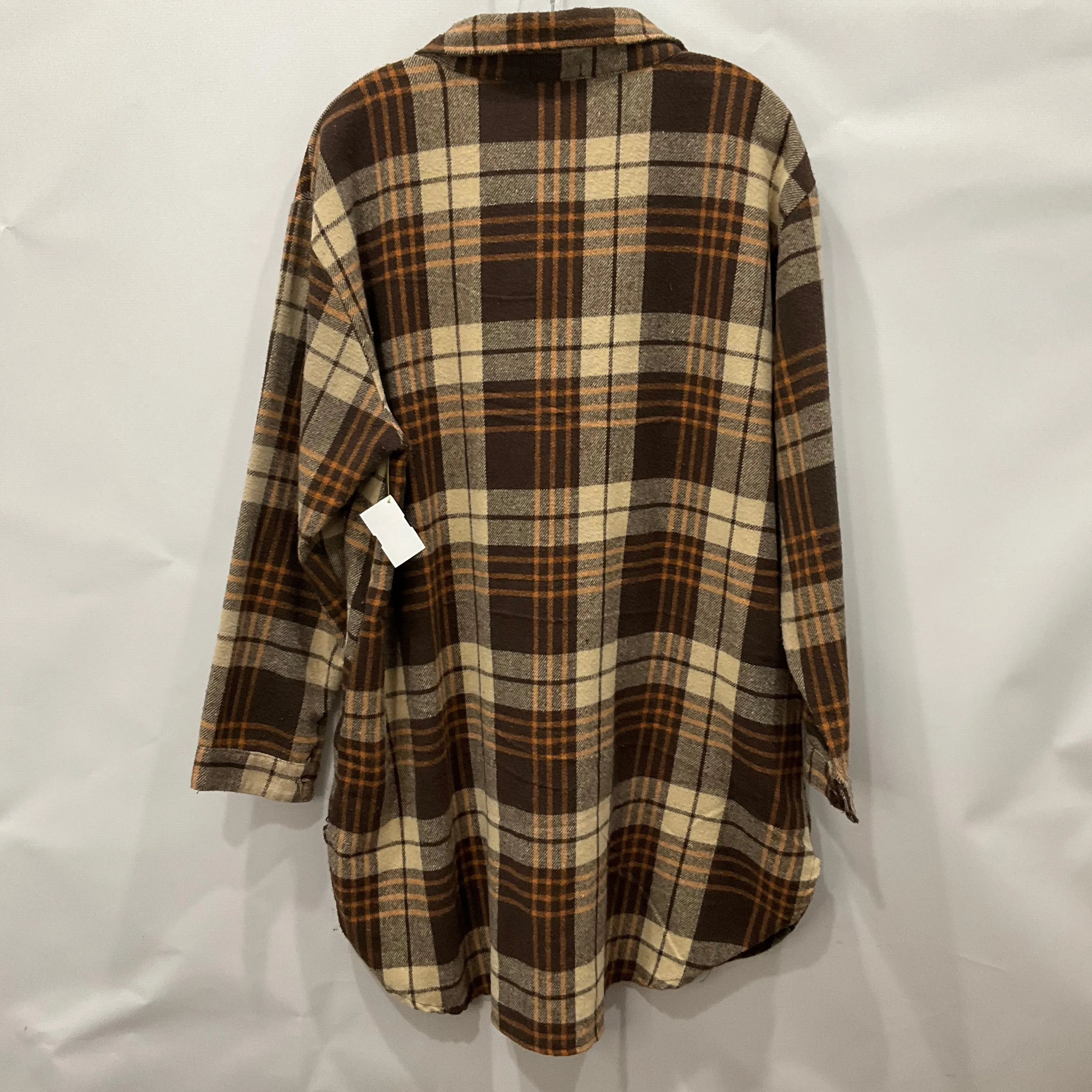 Jacket Shirt By JULIA In Plaid Pattern, Size: Xl