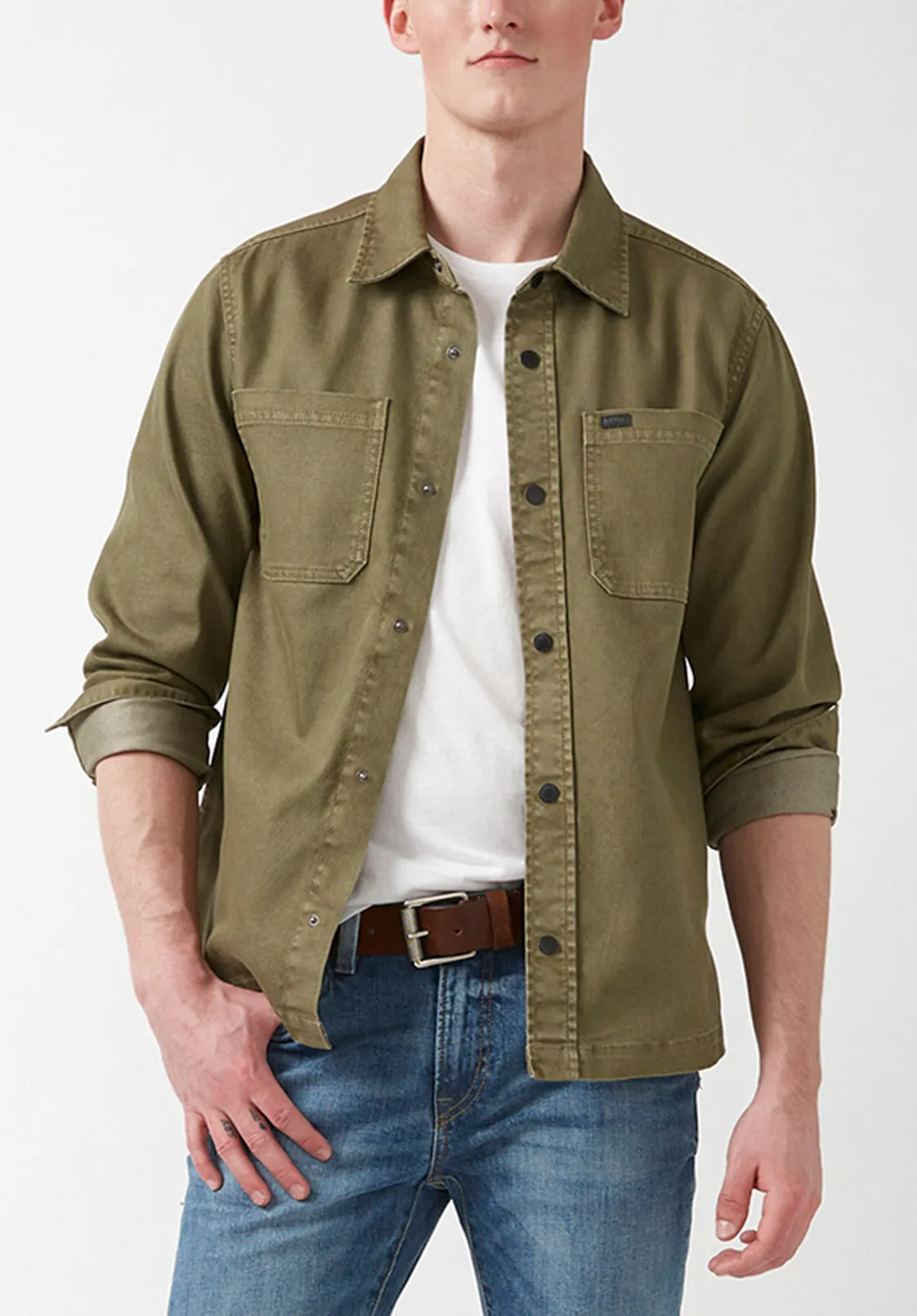 Josh Men's Overshirt in Army Green - BPM01037