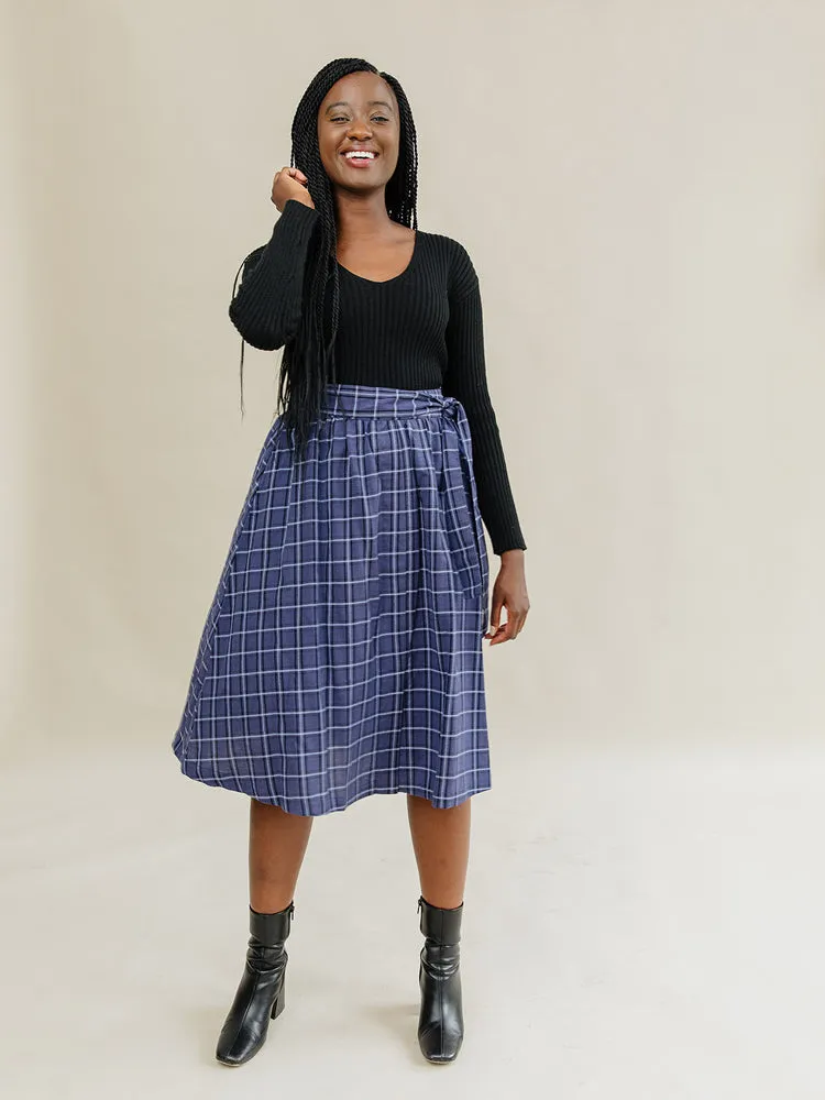 Laci Skirt - Indigo Plaid