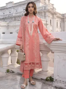 Lakhany Peach Unstitched Embroidered Lawn 3-Piece Suit (LG-SR-0177)