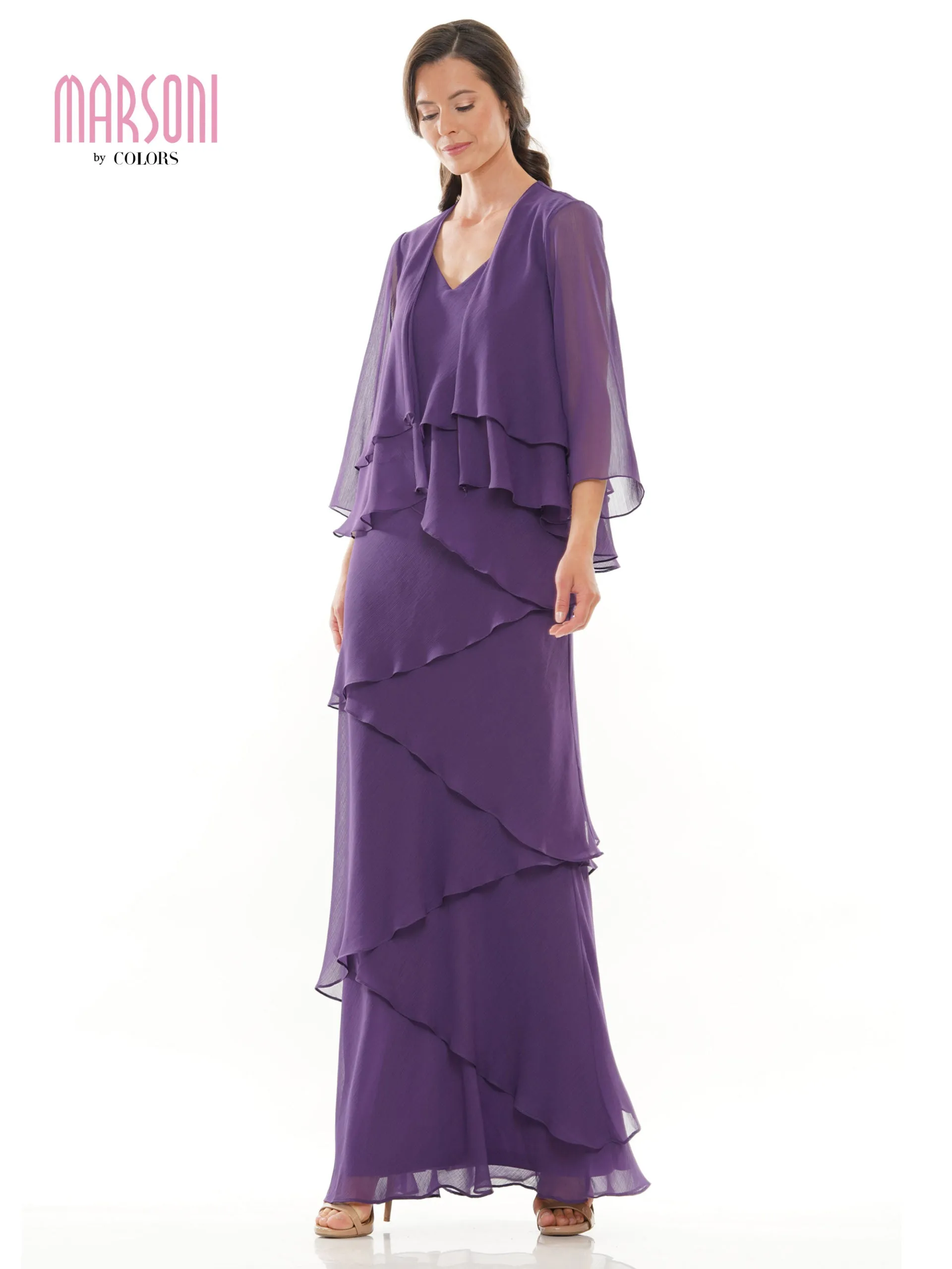 Layered Chiffon Gown