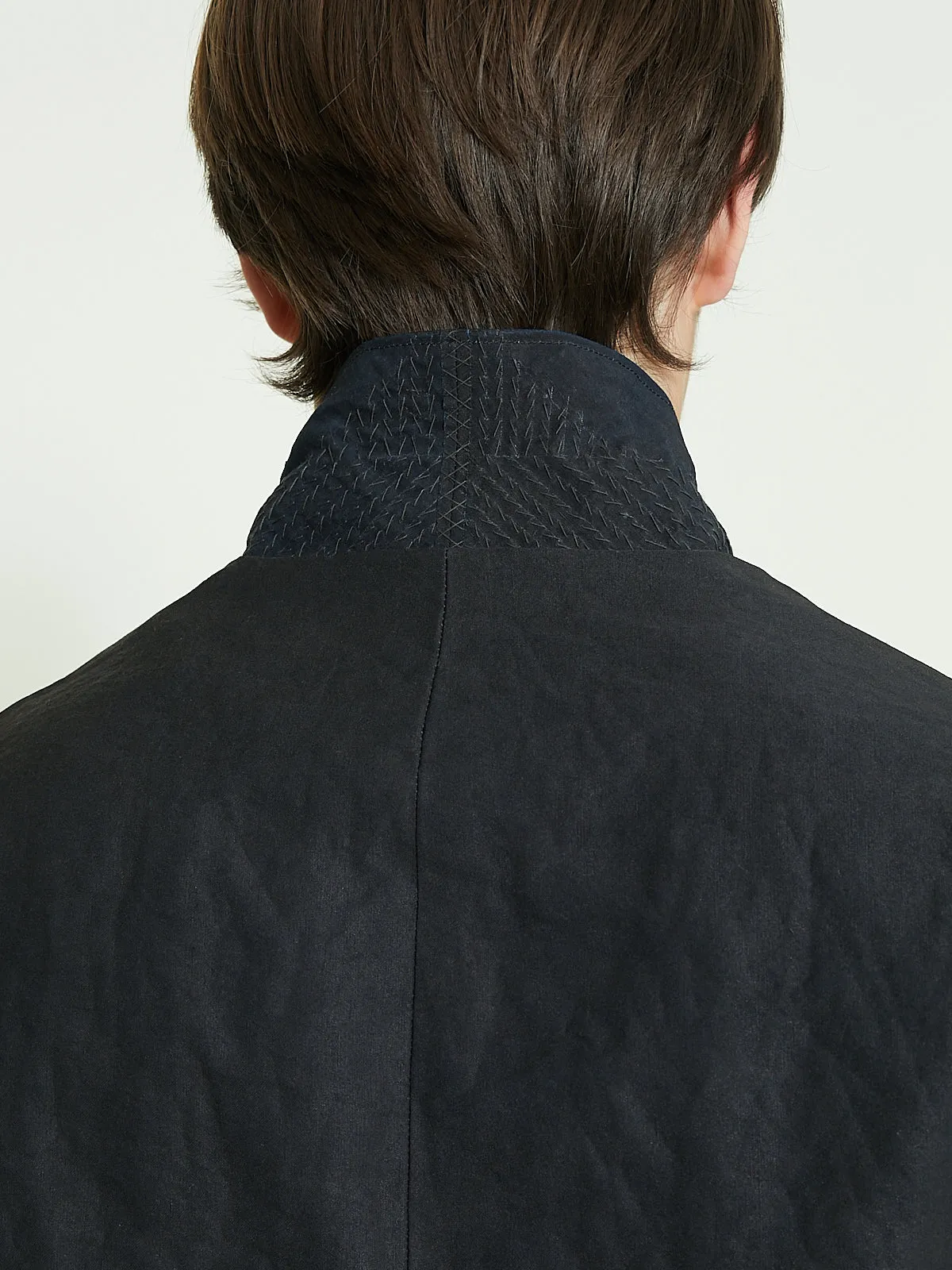 Leaf Vein Zen Jacket in Authentic Indigo & Kakishibu