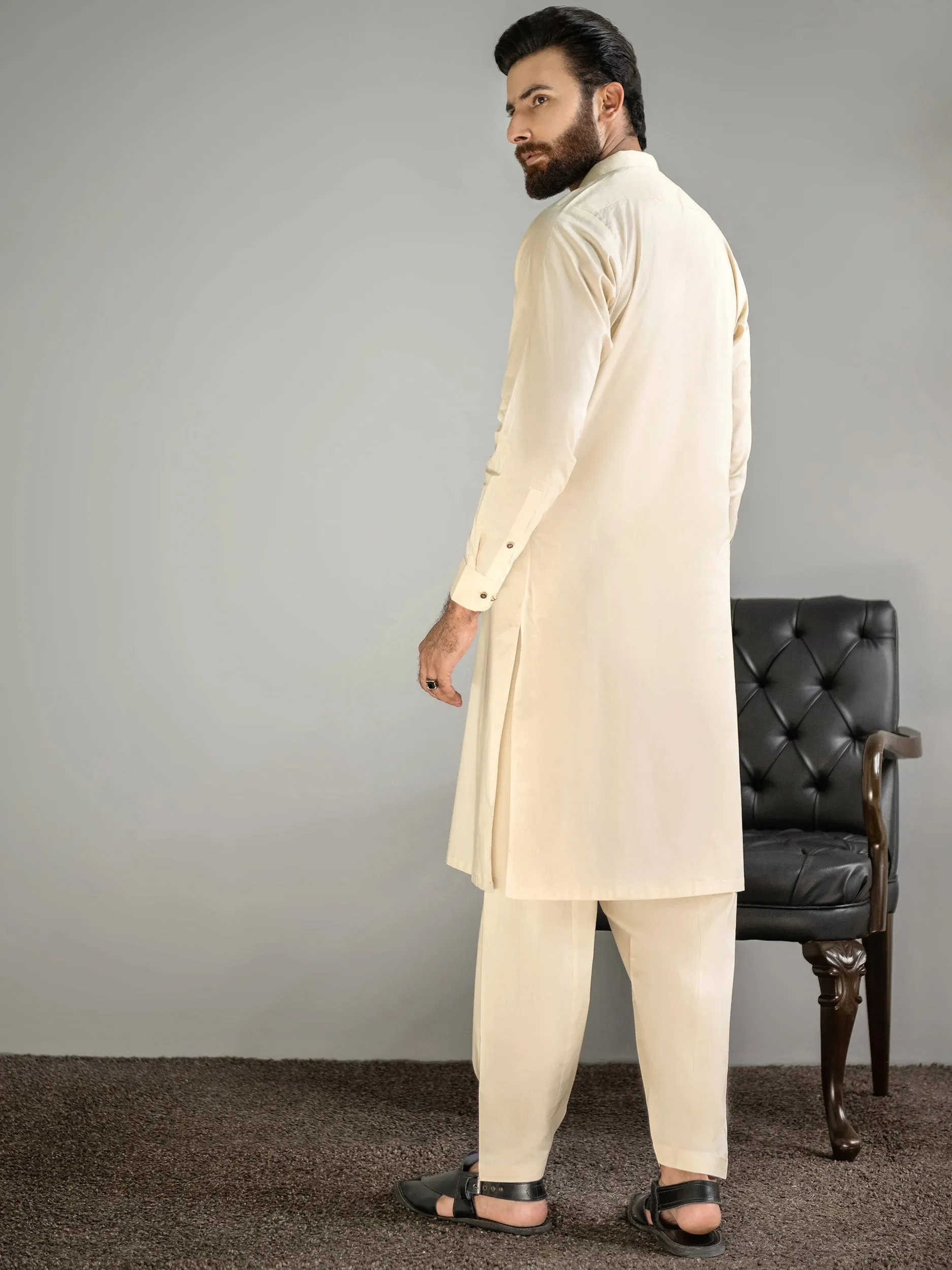 Limelight Mens Cream Cotton Kurta Shalwar