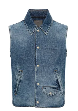 LOGO-EMBROIDERED DENIM VEST