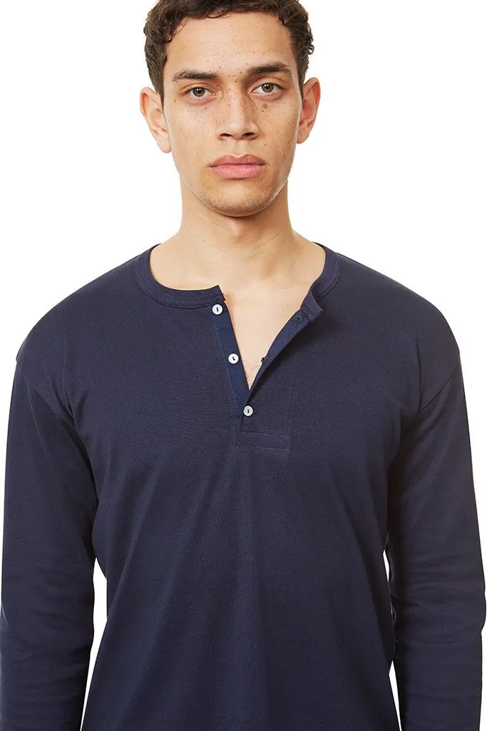 Long Sleeve Henley - Navy