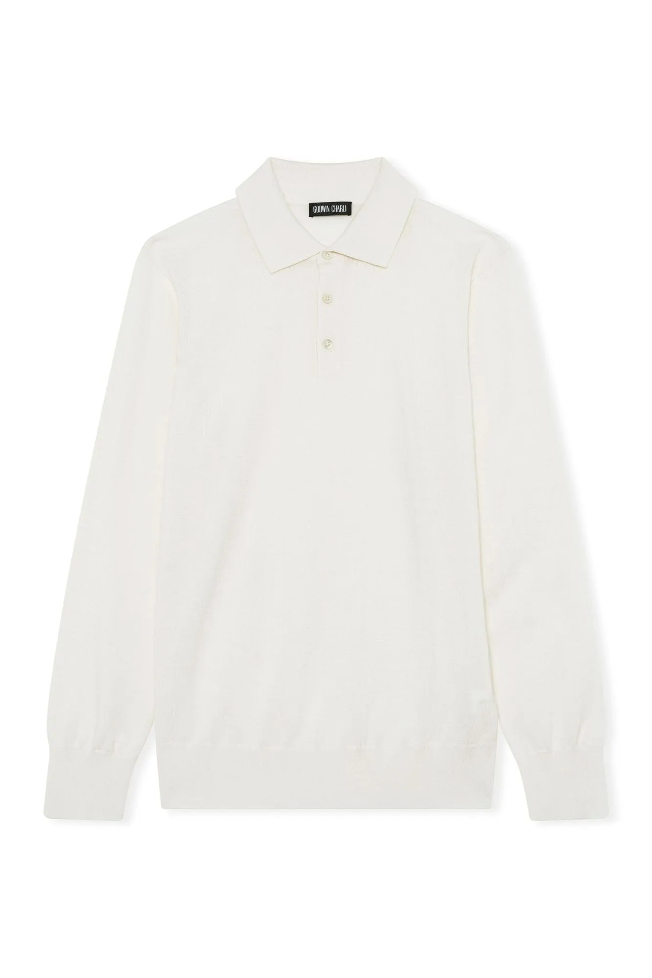 Long Sleeve Polo Merino Wool - Off White