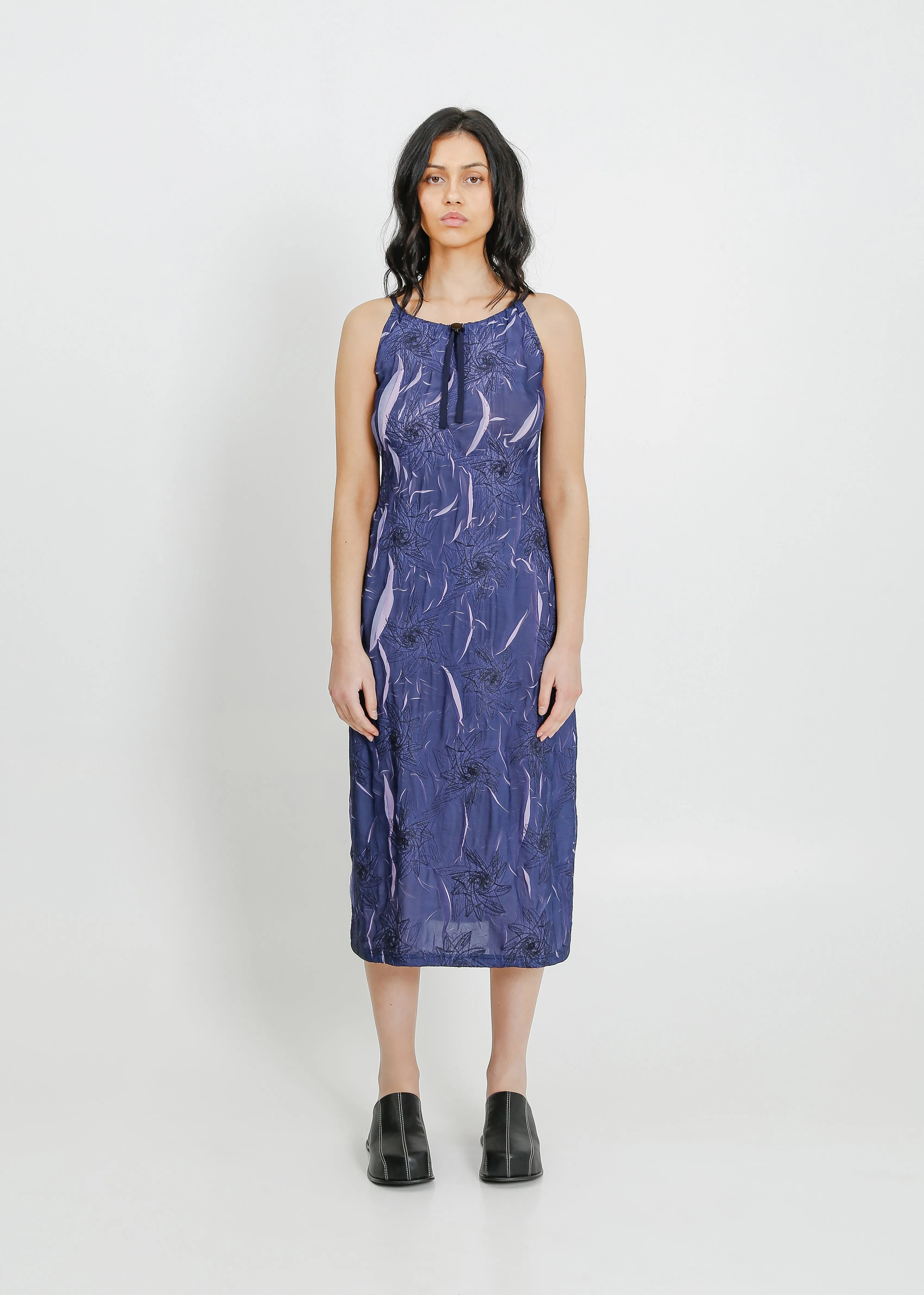 LOWEN PLEAT DRESS / NAVY-MAUVE