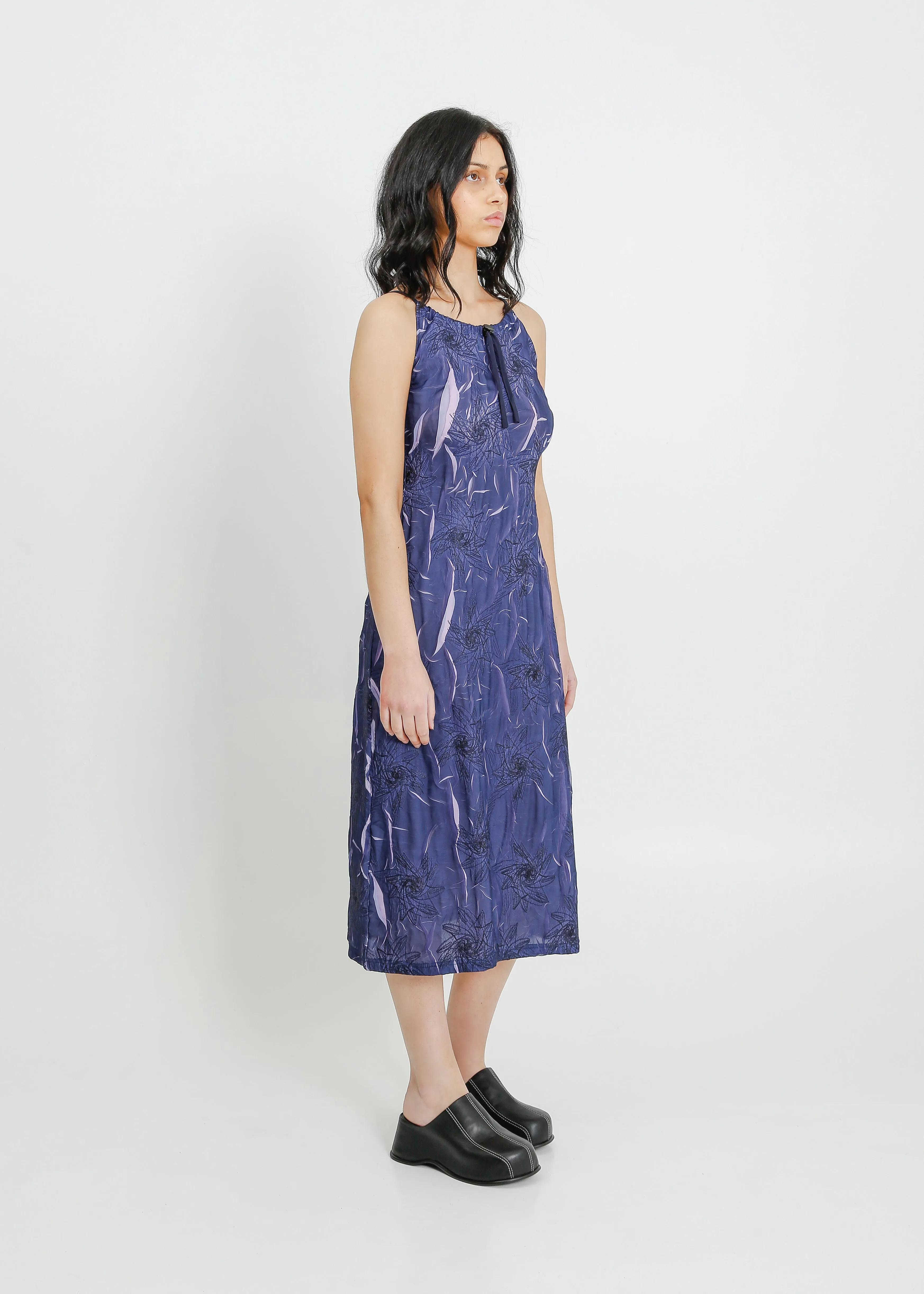 LOWEN PLEAT DRESS / NAVY-MAUVE