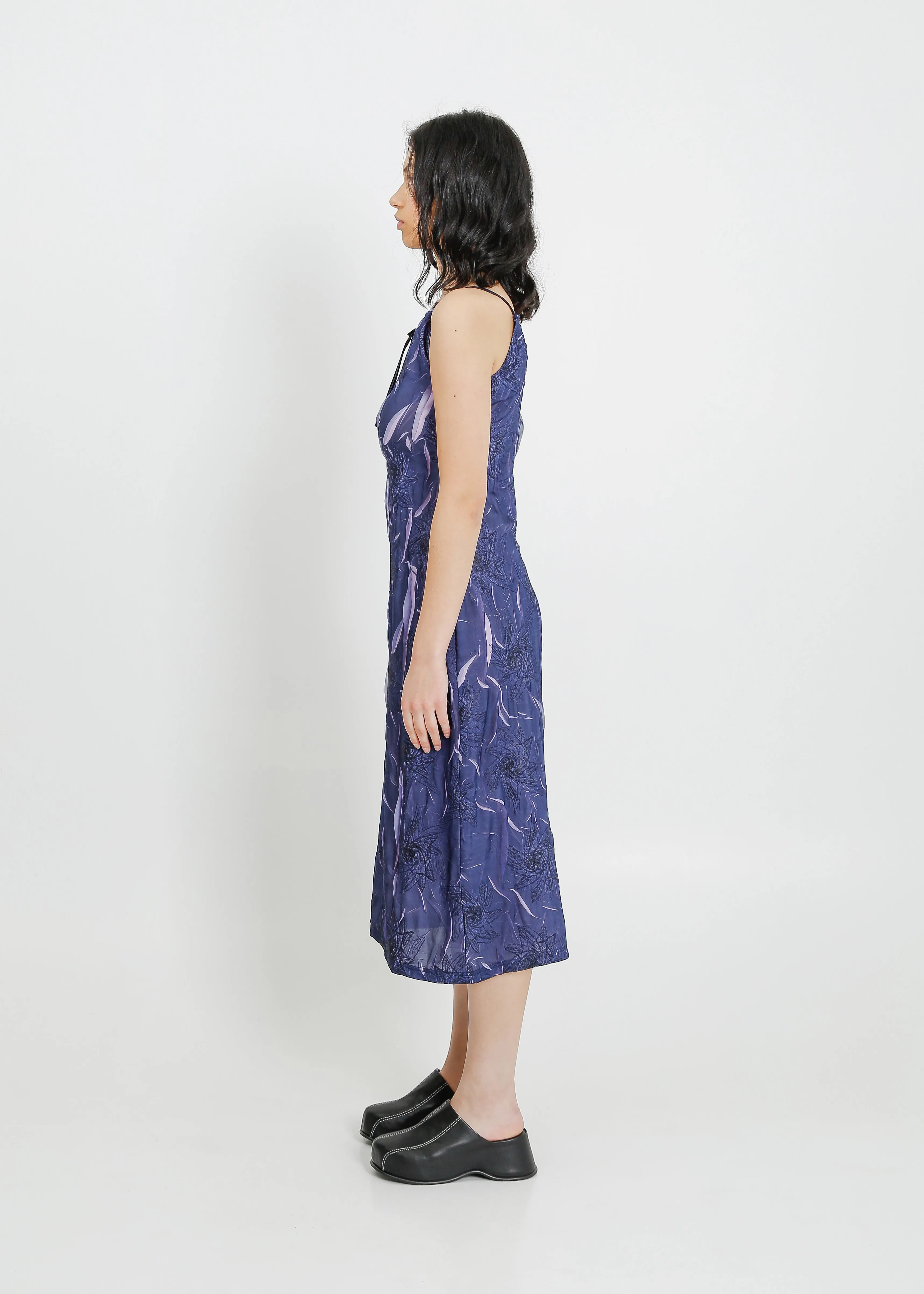 LOWEN PLEAT DRESS / NAVY-MAUVE