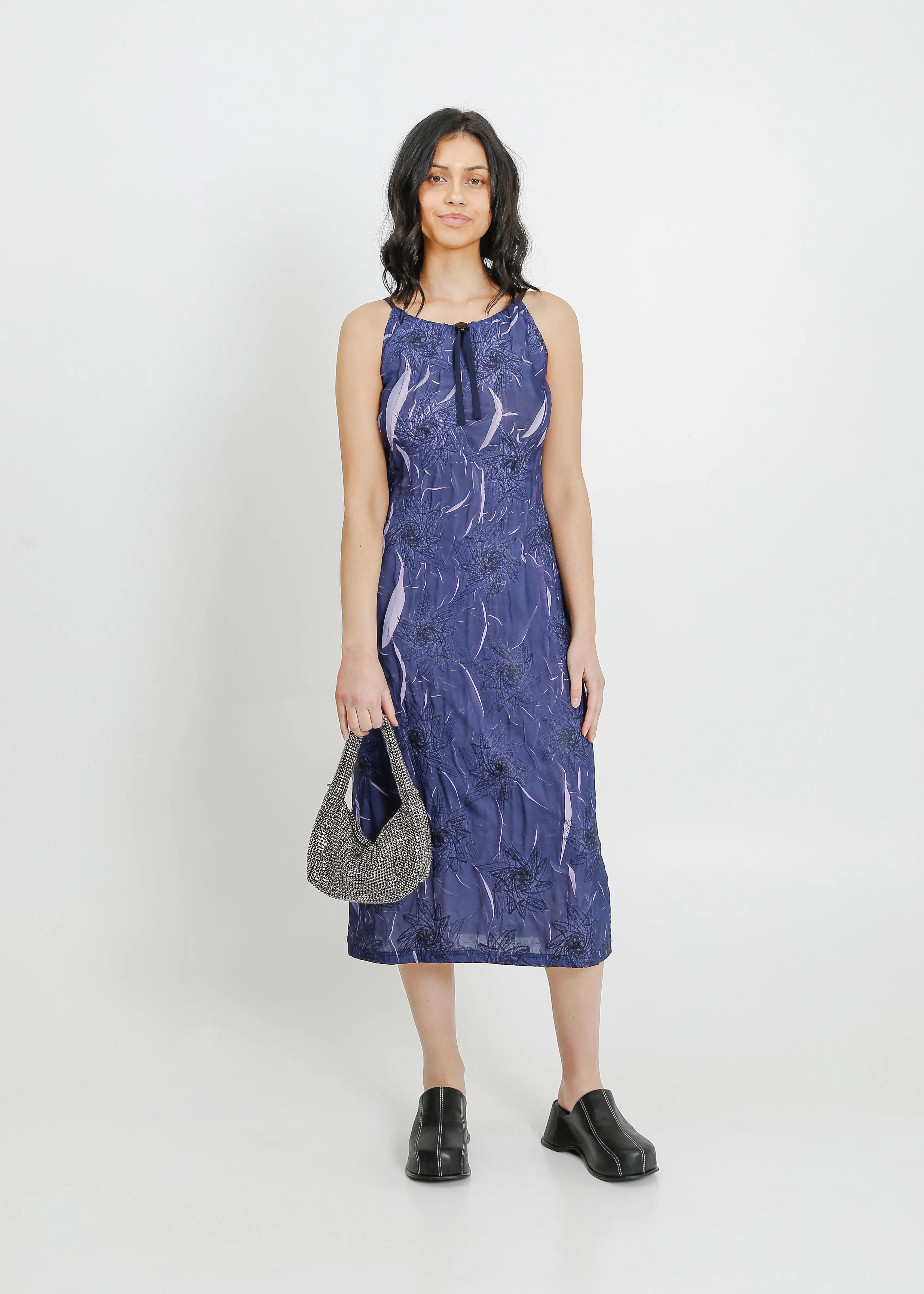 LOWEN PLEAT DRESS / NAVY-MAUVE