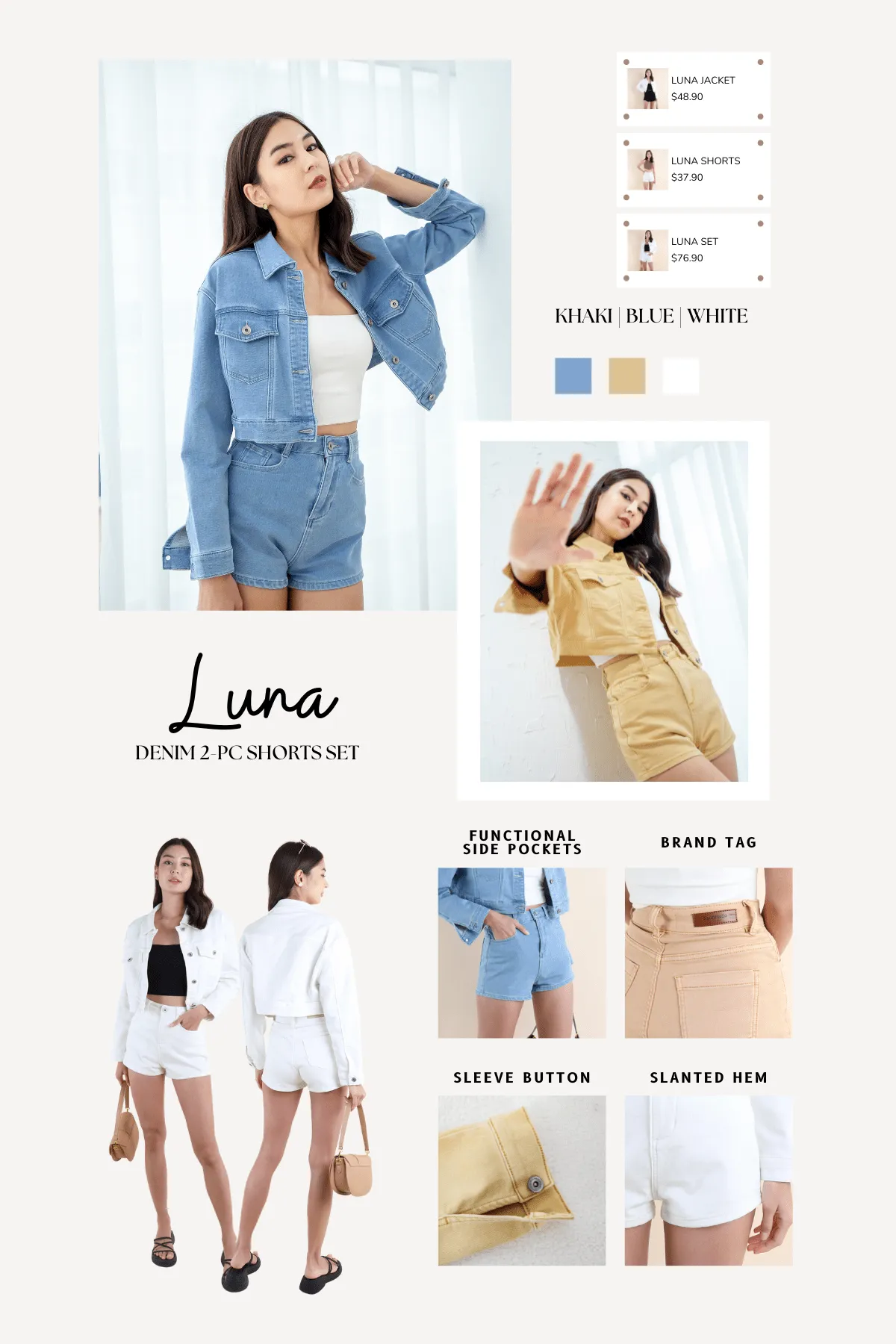 LUNA CROPPED DENIM JACKET IN BLUE