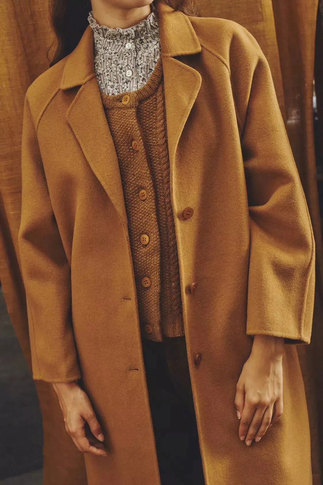 Madalin Long Wool Coat - Camel