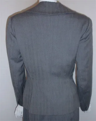 MADAME GRES 1950s 2 pc Gray Herringbone Jacket and Dress