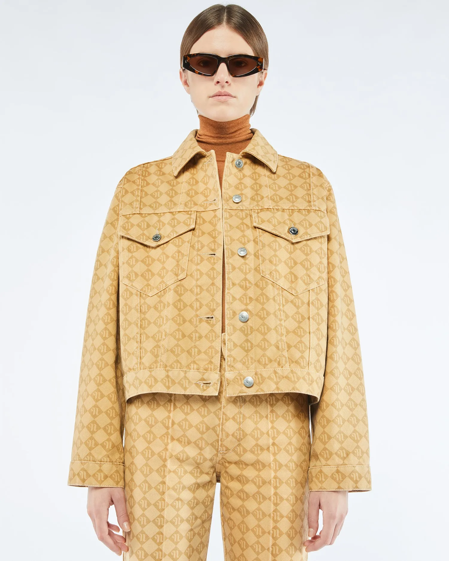 Maren - Sale Laser Faded Monogram Camel Jacket - Denim