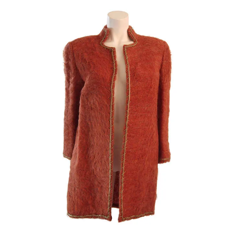 MARY MCFADDEN Mohair Jacket with Gold Details Size 6