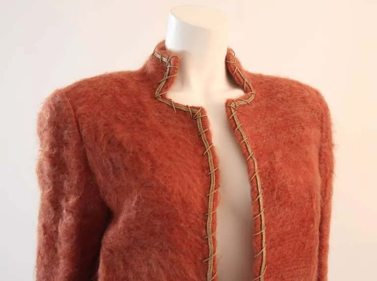 MARY MCFADDEN Mohair Jacket with Gold Details Size 6