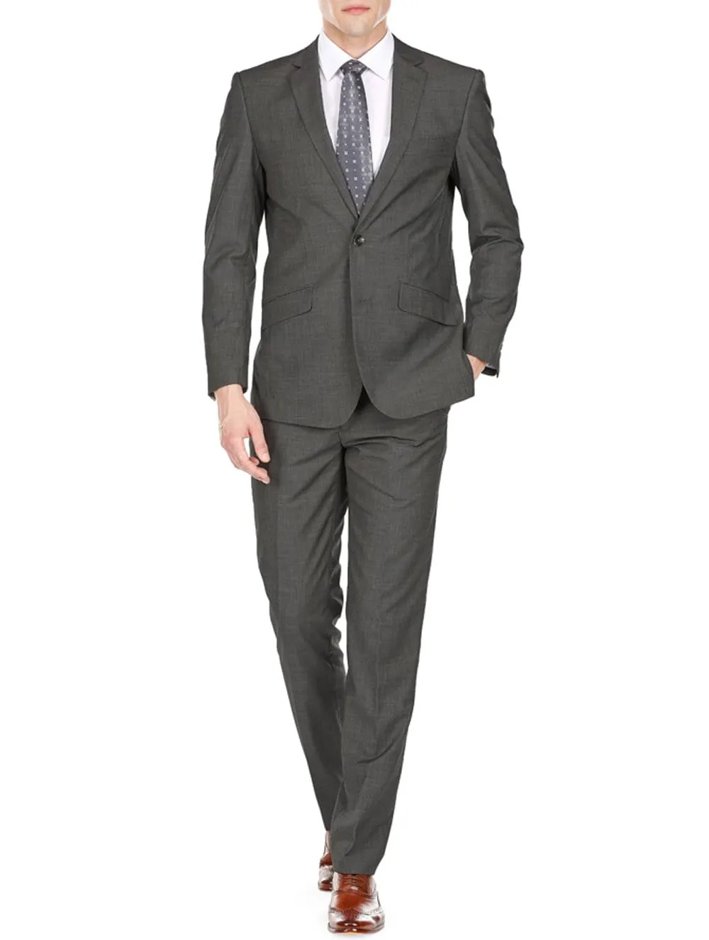 Men's Slim Fit Sharkskin 2 Piece Suit