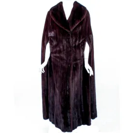 MICHAEL FORREST Dark Brown Ranch Mink Long Cape with Collar