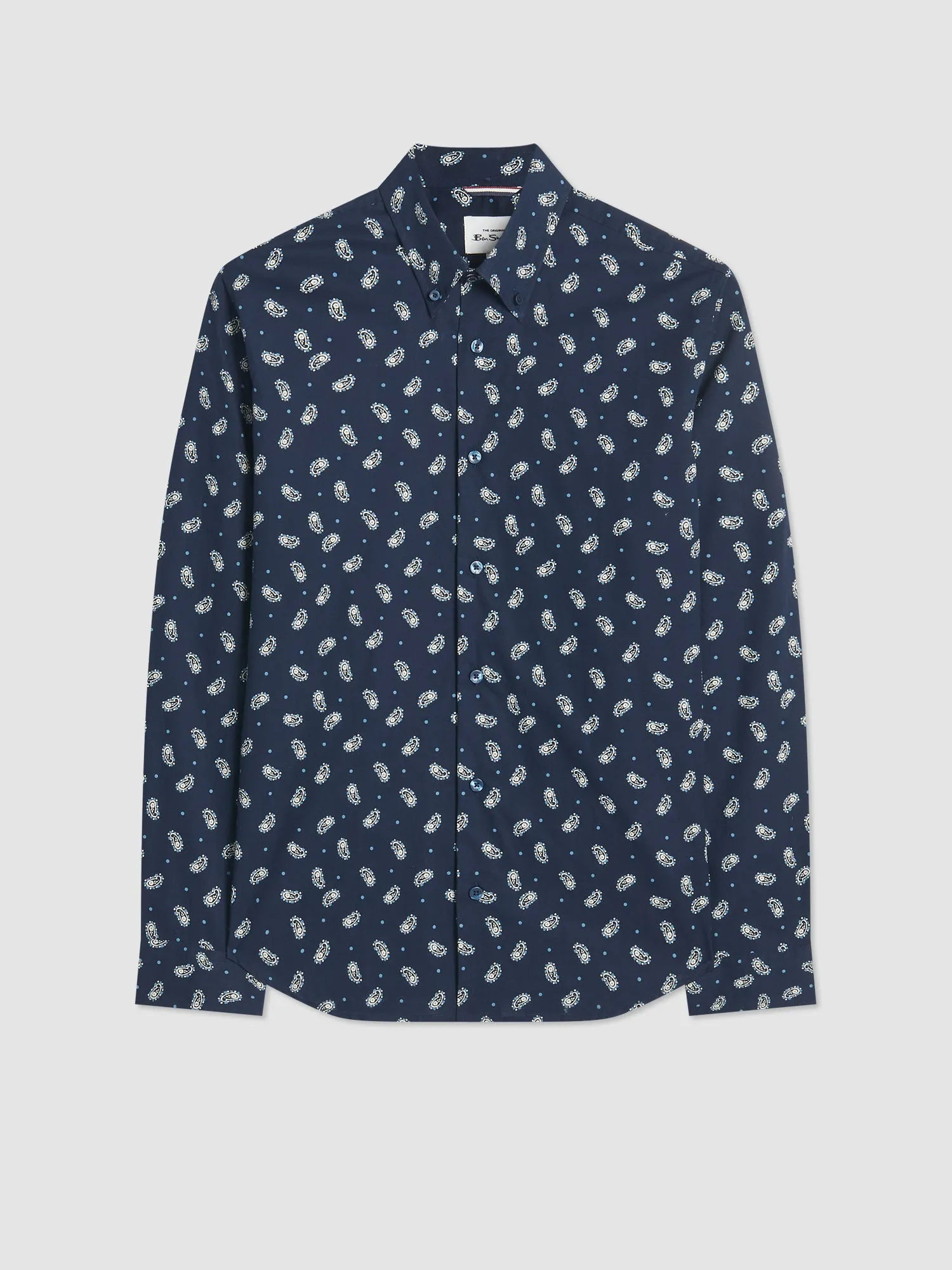 Micro Paisley Print Shirt - Dark Navy