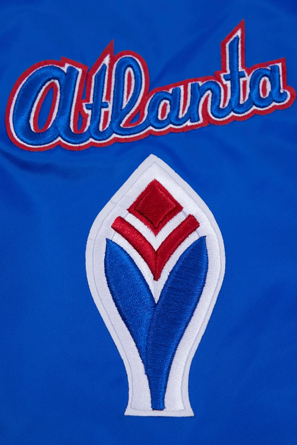 MLB ATLANTA BRAVES RETRO CLASSIC MEN'S RIB SATIN JACKET (ROYAL/RED)