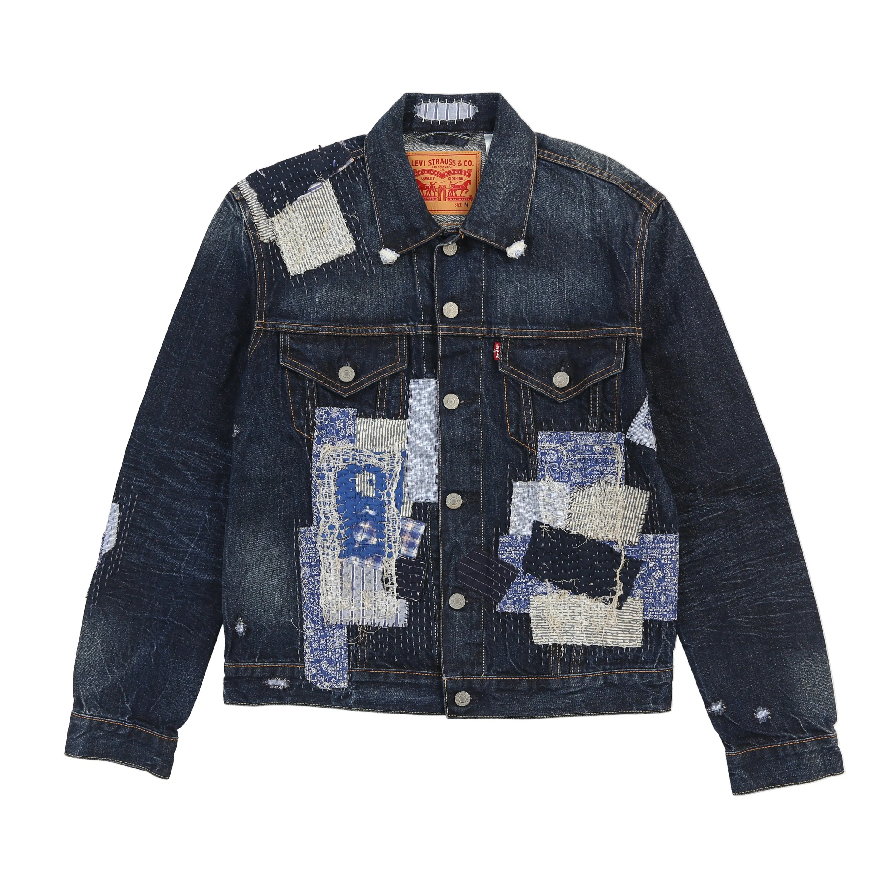 New Levis Patchwork Denim Trucker Jacket