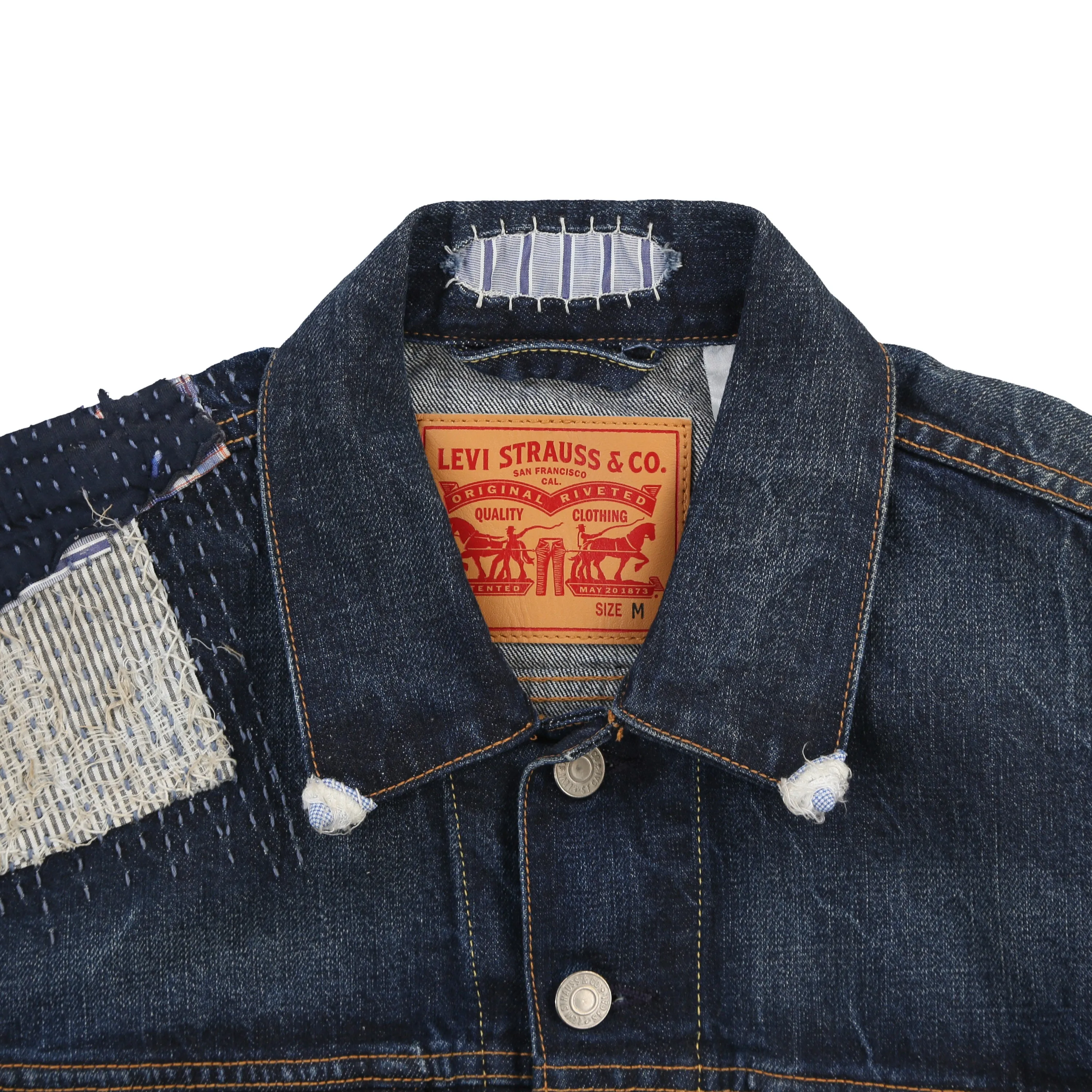 New Levis Patchwork Denim Trucker Jacket