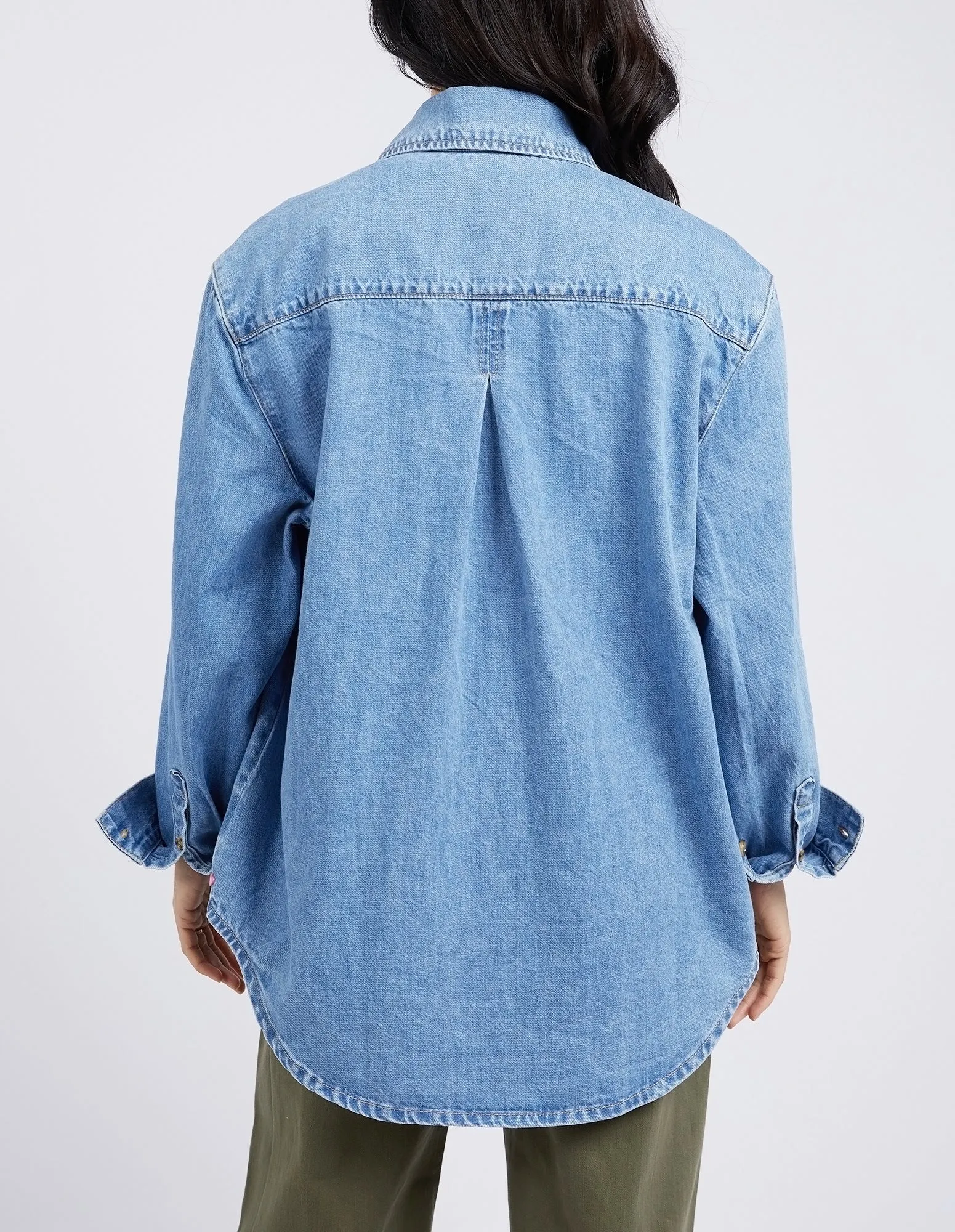 Odette Long Sleeve Denim Shirt Mid Blue Wash