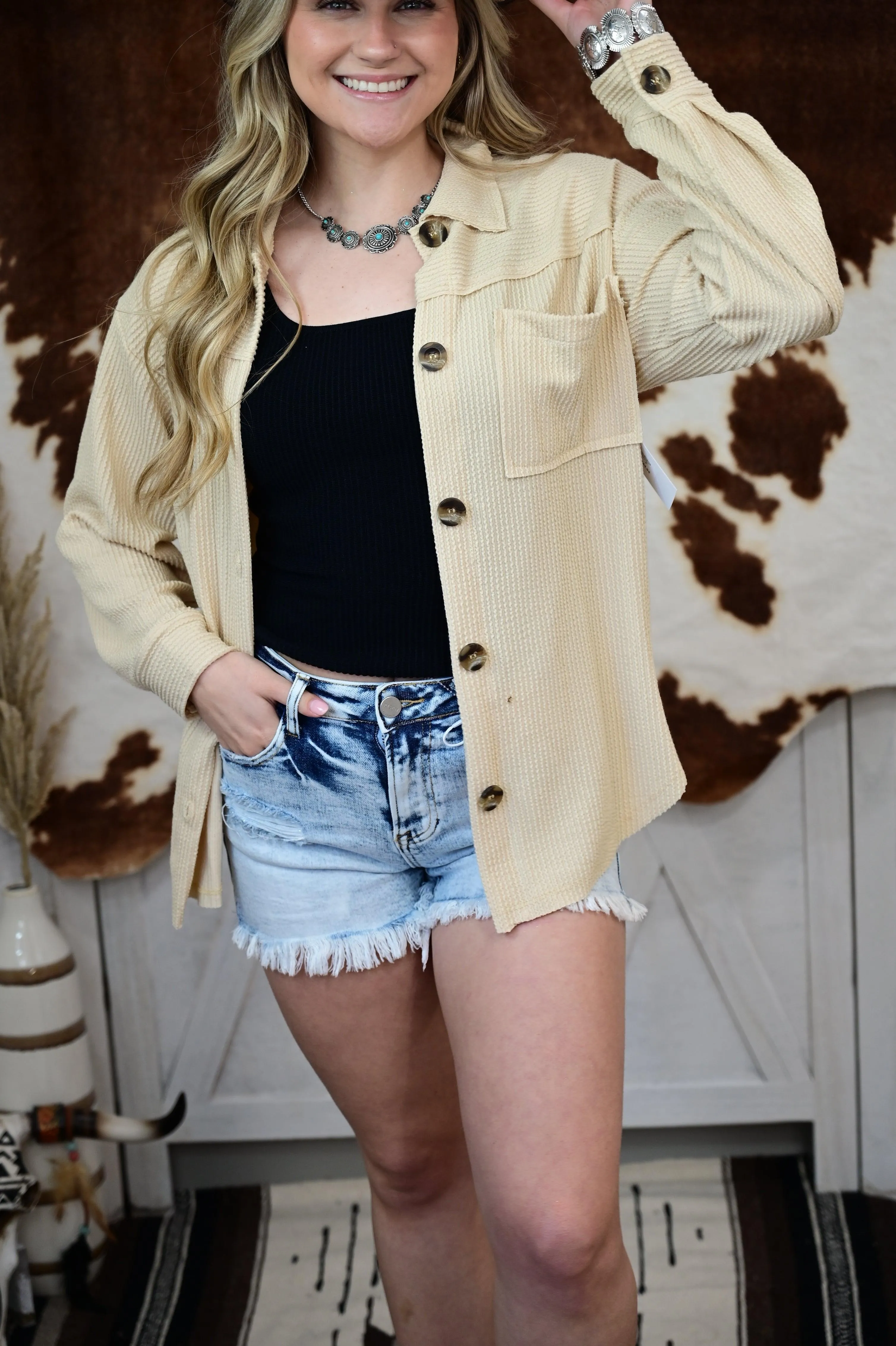 OLLIE OVERSIZED CRISP BUTTON JACKET S-XL