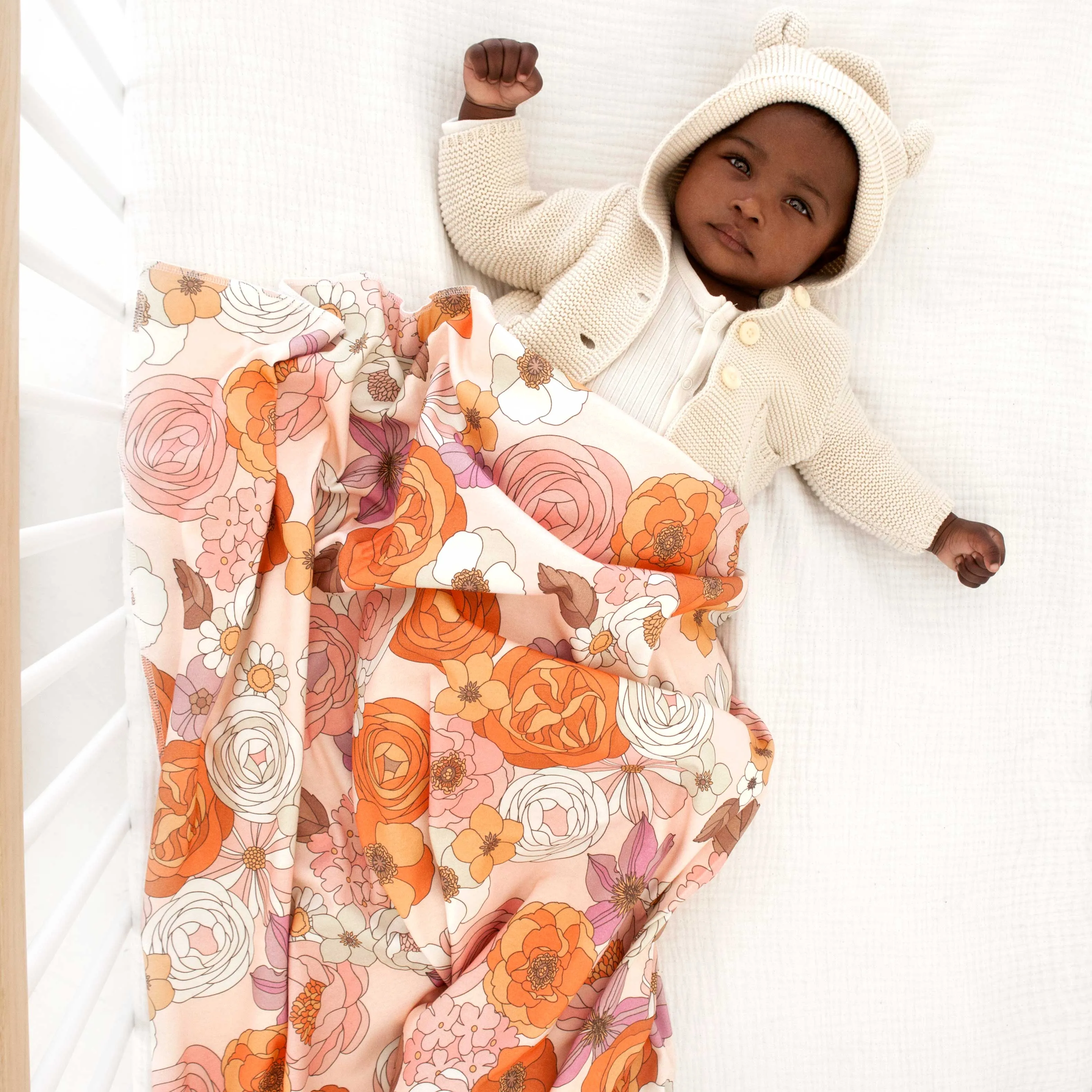 Organic Swaddle Blanket Groovy Floral