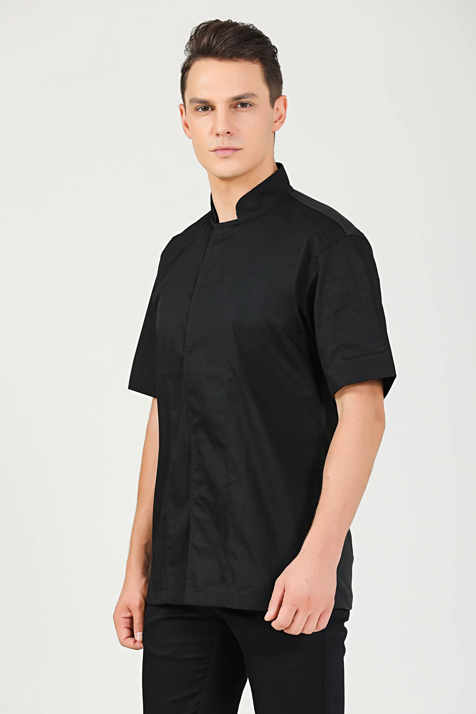 Peppermint Black Chef Jacket, Short Sleeve