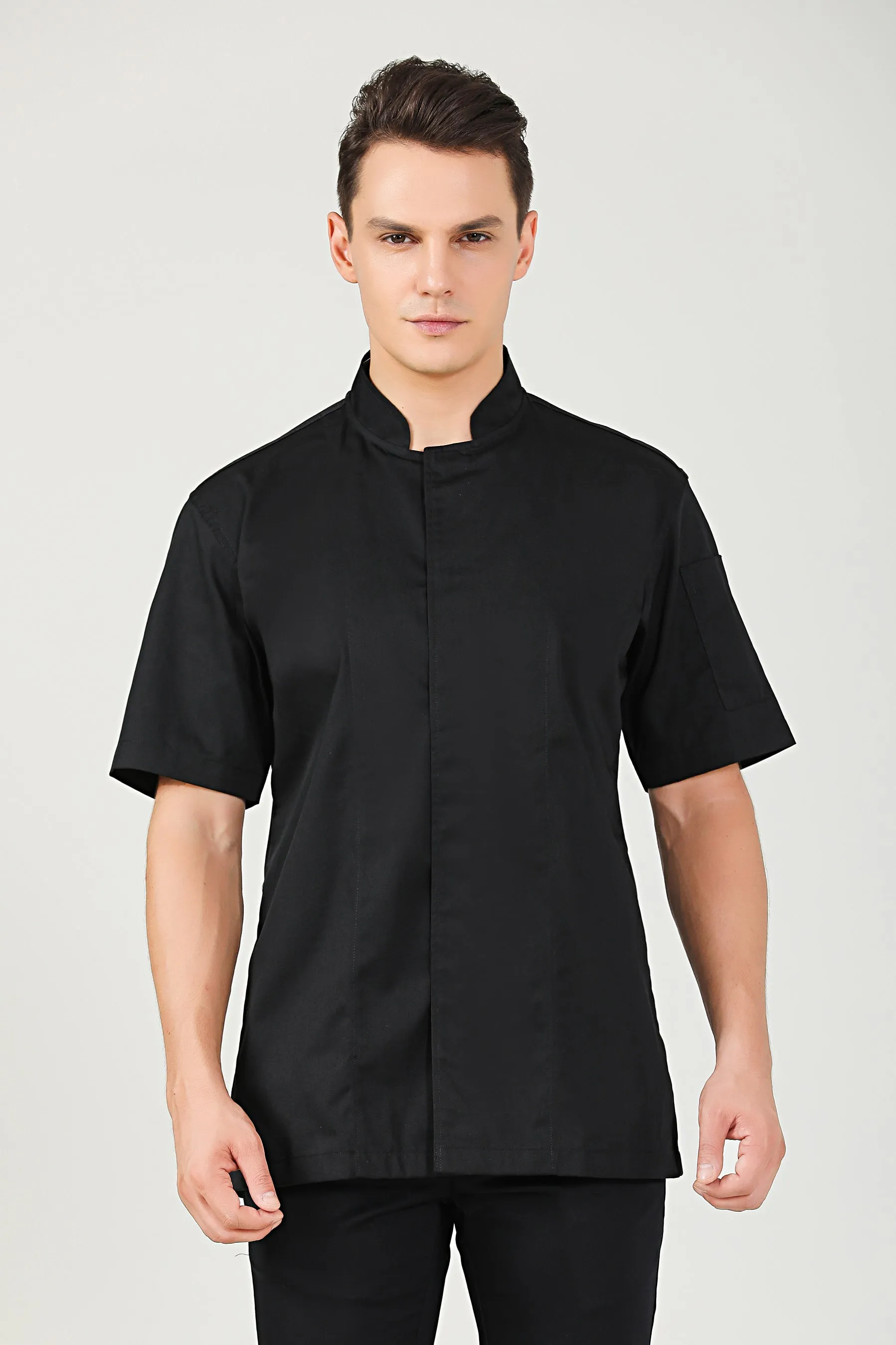 Peppermint Black Chef Jacket, Short Sleeve