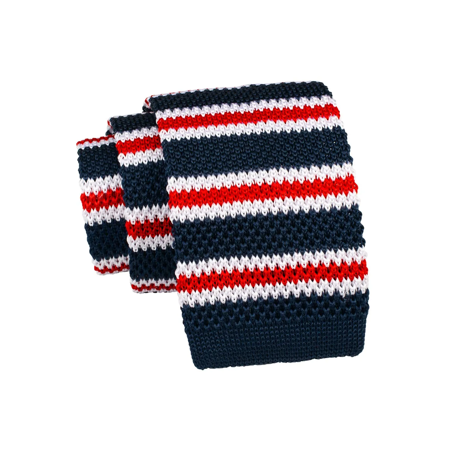 Portland Stripes Knitted Silk Tie, Navy / White / Red