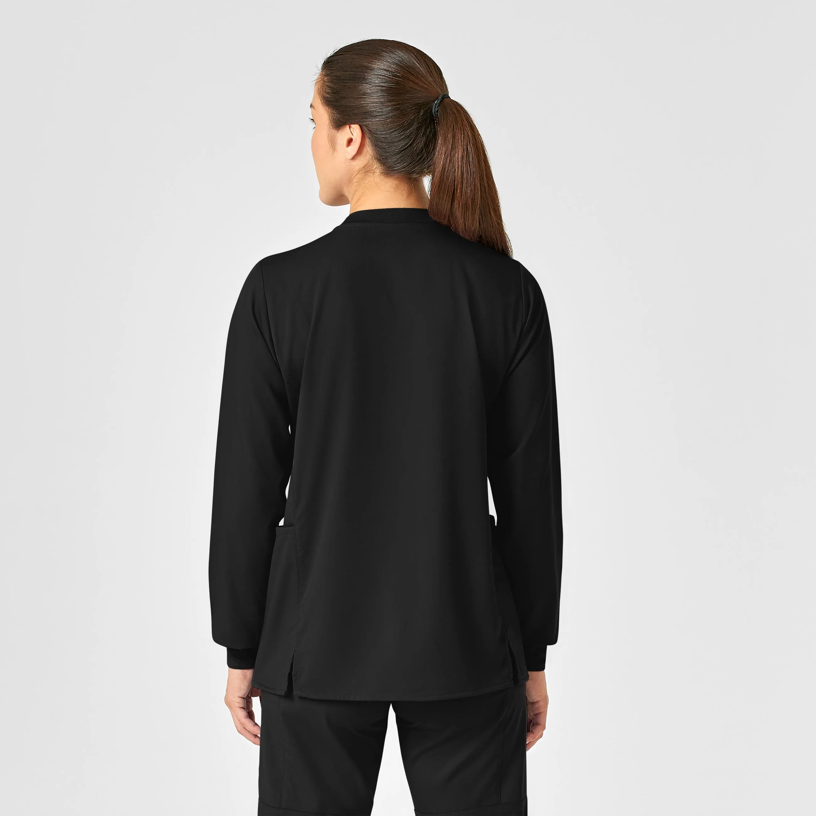 PRO Women's Snap Front Scrub Jacket - Black