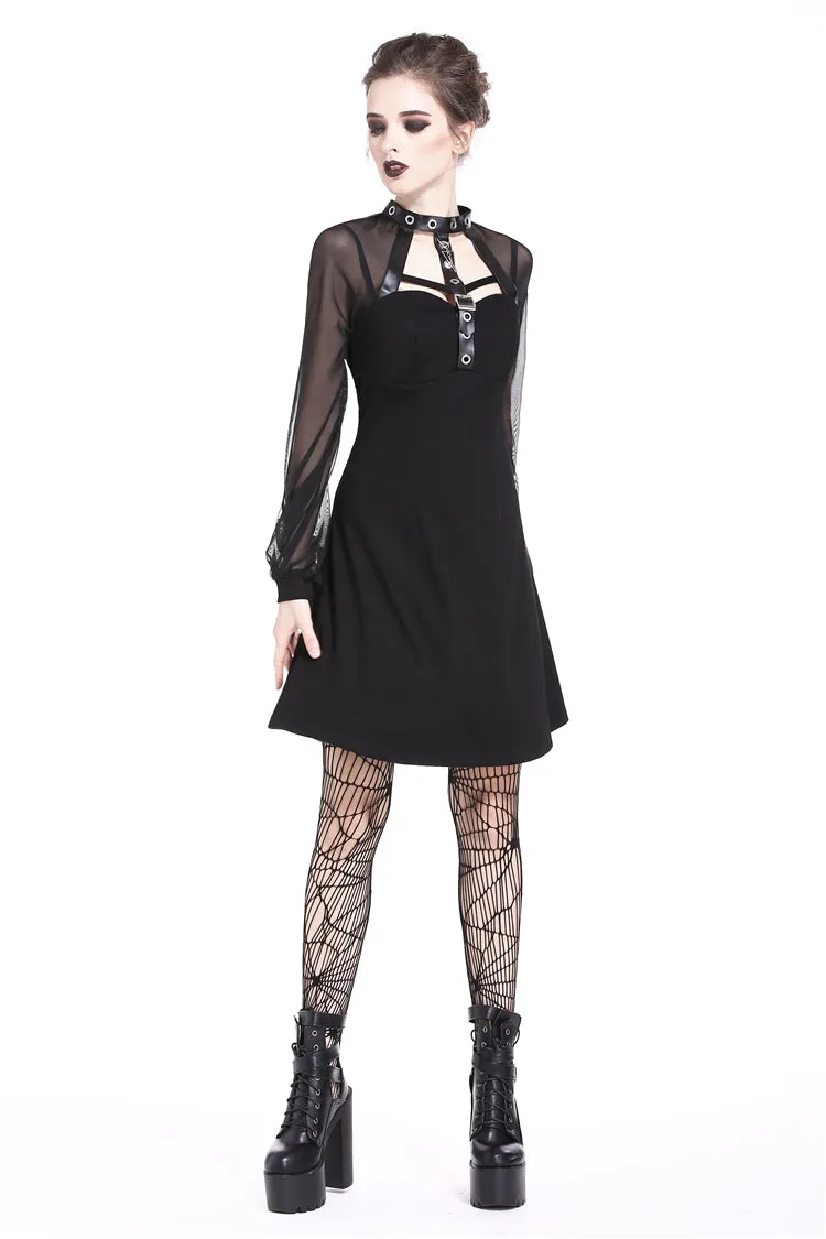 Punk mesh sleeve halter dress DW207