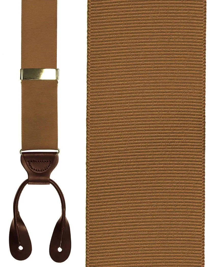 "Coffee Grosgraine Ribbon II" Suspenders