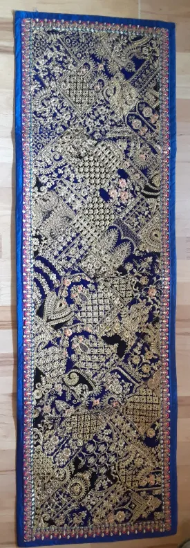 Rajastani Brocade Wall Hanging - Blue & Gold