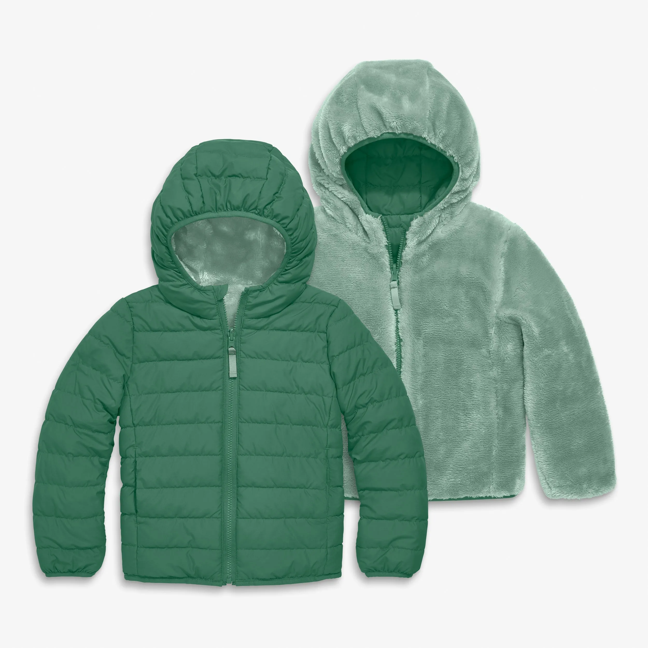 Reversible fleece puffer jacket