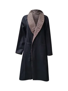 reversible recycled wool coat black