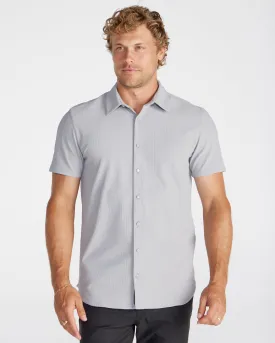 Ribbed  Short Sleeve Button Down