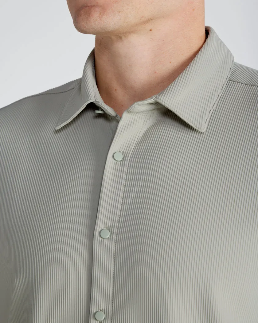 Ribbed  Short Sleeve Button Down